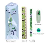 TEMU 5 piezas de material de oficina con tema de Panda - borrador, sacapuntas, regla, de regalo portátil para regalos de de clases y graduación, y motivar a los