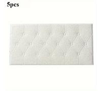 TEMU 5 Piezas de Paneles Adhesivos 3D para Pared, Protector Acolchado Anticolisión para Cabecero, Autoadhesivo y Despegable, para Dormitorio o Sala - Superficie Blanca