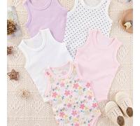 TEMU 5 ¡Piezas de Peleles Sin EIENN - Body Estampado, Conjuntos Suaves Adecuados para Niñas, Cambio de Pañal y Uso Diario ( a ), Perfectos para Exteriores!