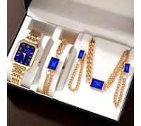 TEMU 5 piezas de reloj de cuarzo femenino hermoso y de moda + juego de joyas, para de San Valentín, Pascua, Ramadán, , fiestas de , Navidad de terror, Halloween, regalar a , Eid Al