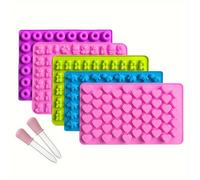 TEMU 5 piezas/set Moldes de de Silicona, Moldes para Caramelos con 2 Goteros, Antiadherentes Incluyen Mini Dinosaurio, Formas de Oso y , Set de 5