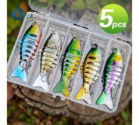 TEMU 5 señuelos de pesca, de pez de segmentos, multiesegmento disponible en stock para pesca en y mar, juego de señuelos de equipo de pesca de