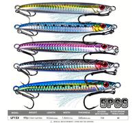 TEMU 5 señuelos PROBEROS de para jigging | rápido 3D con anzuelo frontal de pluma, anzuelo afilado con punta de ranura de sangre, cuerpo de color láser, adecuado para y