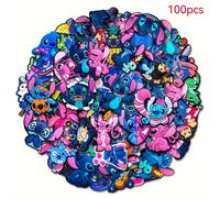 TEMU 50/100 piezas, conjunto de hebilla de zapato con flores de Stitch de Disney, accesorios DIY, decoraciones de zapatos de dibujos animados