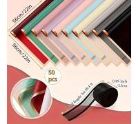 TEMU 50/100 piezas, de 10 colores, Papel de regalo floral, dorado y malla coreana , Envoltura de regalo translúcida, Materiales para envolver , Papel de regalo, Suministros para , Papel de regalo