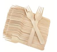 TEMU 50/100pcs Tenedores de Madera Desechables 5.5 pulgadas / 6.2 pulgadas, Perfectos para Fiestas, Camping, , Reuniones en de Graduación y Viajes, Ideales para Navidad