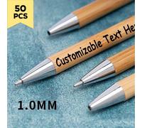 TEMU 50 Bolígrafos de Bambú Personalizables, Ideales para Branding Corporativo, Regalos de - Presentes de Aniversario/ Personalizados, Artículos Promocionales y para a la Papelería
