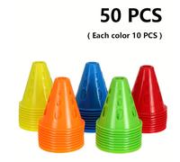 TEMU 50 Conos de Tráfico con Agujeros para Usar como Obstáculos en Equipos de Entrenamiento de Fútbol y Baloncesto