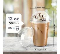 TEMU 50- de 12 oz Tazas de plástico con tapas - Tazas desechables multipropósito para bebidas frías, café con hielo, postres, cupcakes - Reciclable, solo a , ideal para fiestas de graduación