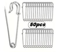 TEMU 50 de seguridad, 3 pulgadas/75 mm, de resistencia extra grandes, herramienta de clips para ropa, adecuada para ropa, mantas, lona, manualidades, faldas, leggings de cuero sintético (Plateado)