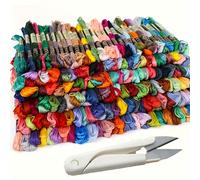 TEMU 50 o 100 Hilos de Bordar Más un Par de Tijeras con Cubierta , Mini Tijeras de Costura, Herramienta Multifuncional para Recortar Tela y Hilo, para Sastres, Hilo para Tejer Pulseras de la Hechas a