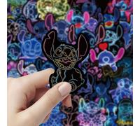 TEMU 50 pegatinas de Disney Stitch estilo neón, adhesivos decorativos DIY para portátil, maleta, cuaderno, para patinaje y ciclismo
