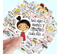 TEMU 50 Pegatinas Motivacionales Español - Materiales para Decoración de Diarios, Regalos de para Patinaje y Ciclismo