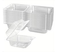 TEMU 50 piezas, Contenedor de Plástico Transparente con Bisagra , Bandeja Abatible para Comida, Contenedor con Abatible para Alimentos, Adecuado para Postres, Bocadillos, Tartas, Galletas, Ensaladas