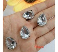 TEMU 50/ piezas Cristales de vidrio de , 13x18mm, montura de metálico, decoraciones de cristal para coser en vestidos, bolsos, zapatos, ropa