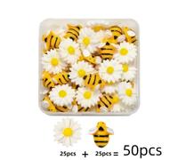 TEMU 50 Piezas de Adornos de Resina de Abeja, y Margarita para Decoración de Fundas de Teléfono, Imanes de Nevera, Horquillas, Papelería y Tazas