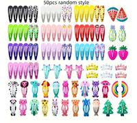 TEMU 50 piezas de Pasadores para el Cabello con Dibujos Animados, Pinza Metálica Antideslizante, Varios , Diseño de Corona de y Fruta Animal, Accesorios para el Cabello de Aleación