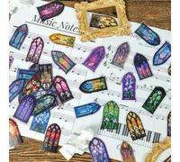 TEMU 50 Piezas de Pegatinas Mágicas de Flores para Ventanas de Vidrio PET, Material para Diarios y Álbumes de Recortes, Decoración Temática de Fantasía Colorida, Pegatinas Transparentes Láser