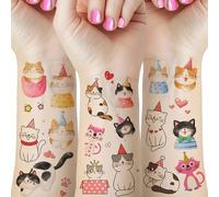 TEMU 50 Piezas de Tatuajes Temporales para Gatos, Decoraciones Temáticas de con Gatos, 12 Hojas de Pegatinas Falsas Corporal Gatitos, Detalles para Amantes de Mascotas, y Manualidades