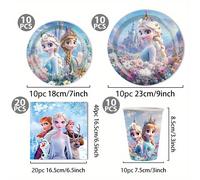 TEMU 50 piezas de Vajilla Desechable para Fiestas Temáticas Disney Frozen Elsa y Anna con Diseño, Olaf & - Platos Tazones Servilletas, ¡Decoraciones Decisión! (Licencia Oficial)