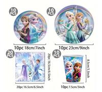 TEMU 50 piezas Disney Frozen Elsa & Anna Set de de - Vajilla Oficial de Frozen con Elsa, Anna, Olaf, Kristoff, - Colores Pastel Rosa, Verde,