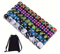 TEMU 50 Piezas Juego de Dados de 6 con 5 Colores y Puntos Dorados, Esquinas Redondeadas para Juegos como Tenzi, Farkle, , Bunco o Enseñanza de Matemáticas