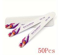 TEMU 50 piezas Lima de uñas de papel de de madera 100/150/180/240, lima de esmeril profesional para manicura, pulidor tipo barco, de pedicura de madera de cara