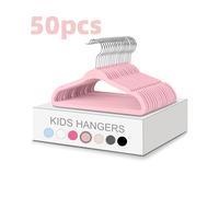 TEMU 50 Piezas Pack de Colgadores para Ropa de Bebé con Ranuras Antideslizantes y Tela Pulida - Colgadores Suaves para Niños, Ideales para Organización de Armario y Almacenamiento (50 Colgadores)