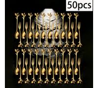 TEMU 50 piezas y tenedor de de acero inoxidable - Elegantes y duraderos, con un elegante diseño de hoja, superficie pulida, utensilios de cocina reutilizables