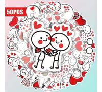 TEMU 50 stickers con temática de amor | Corazones románticos, diseño triple, esenciales para para decorar neveras, guitarras, equipaje, patinetas - Impresión , papel