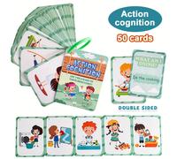 TEMU 50 Tarjetas Mis Rutinas Verbos de Acción Tarjetas Educativas para y Educación en Casa Tarjetas de Vocabulario Gruesas y Duraderas para Niños y Adultos Materiales de Aprendizaje
