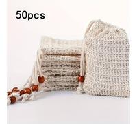 TEMU 50-Unidades Bolsas de Jabón de Natural, Bolsas de Malla de Jabón Exfoliante Hechas a con Cuerda, Red de Jabón Inodoro para Uso en Baño y Ducha