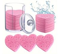 TEMU 50 unidades de esponjas faciales comprimidas de con contenedor - Hipoalergénicas, sin , sin perfume, reutilizables para todo tipo - Exfoliante de celulosa natural y desmaquillante.