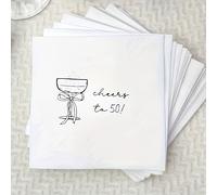 TEMU 50 unidades de servilletas para de 50 , decoración para 50 años - Elegantes servilletas de papel desechables con diseño de y taza, decoración para pastel de 50 , ideal para de 50 años