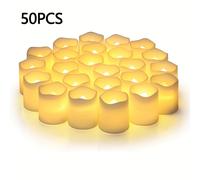 TEMU 50 Velas LED de Luz , Sin Llama y a Pilas - Ideales para , Mesas de Comedor, Decoraciones Navideñas, Halloween y Día de San Valentín