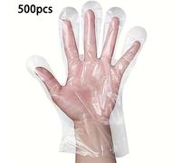 TEMU 500 guantes desechables transparentes, de material PE, ligeros, suministros de limpieza higiénicos, guantes desechables para limpieza y manipulación