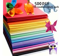 TEMU 500 Hojas de Papel Coloreado Premium - Cartulina Gruesa Cuadrada, Ideal para Manualidades, Origami y Proyectos Escolares