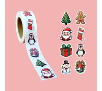 TEMU 500 hojas por rollo, 8 patrones , pegatinas selladoras para decoración navideña, pegatinas de de nieve de Papá Noel, diario/envoltura/paquete de regalo//pegatinas decorativas