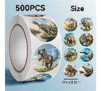 TEMU 500 pegatinas de dinosaurios | Lindo de animales de dibujos animados, papel bordado, autoadhesivas, redondas, de un solo uso