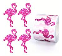 TEMU 500 Pegatinas de Flamenco Holográficas Rosa para Verano, Rollos de Adhesivos Decorativos para Botellas de Agua, Álbumes de Recortes y Fiestas , Ideales para Patinaje y Ciclismo
