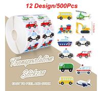 TEMU 500 Pegatinas de Vehículos de Transporte de Dibujos Animados para , , Fiestas, Envoltura de Regalos, Álbumes de Recortes y Papelería