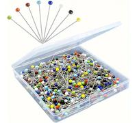 TEMU 500PCS Alfileres de cabeza de vidrio , agujas rectas de 1,5 pulgadas para tela, sastrería, joyería DIY, manualidades y proyectos de costura