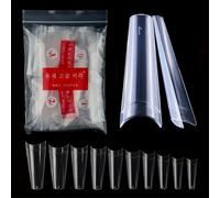 TEMU 500pcs Consejos De Gel , Puntas De Uñas Acrílicas Naturales/transparentes De Ataúd Medio De Ballet Para La Extensión De Uñas, Herramientas De Manicura Para De Uñas DIY