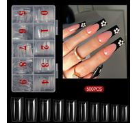 TEMU 500pcs Consejos de uñas de gel , consejos de uñas acrílicas naturales/transparentes preformados de media cubierta para extensión de uñas, herramientas de manicura para de uñas DIY