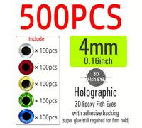 TEMU 500pcs Ojos de Pescado Holográficos 3D de Epoxi para Señuelos de Pesca DIY, Jig Baits y Crankbaits, Material de Fabricación, 3mm~12mm