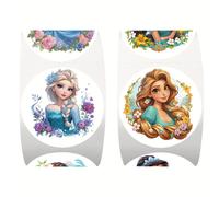 TEMU 500pcs/Rollo de Pegatinas Redondas Kawaii, Adhesivos Decorativos para Maletas, Tazas, Patinetes y Guitarras, Regalo Divertido con Diseño Cute Cartoon Temática Princesa , Calidad e Reutilizable