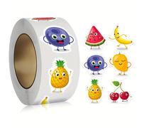 TEMU 500pcs/Rollo de Stickers con Diseño de Frutas, Recuerdos para Fiestas, Etiquetas Decorativas, Stickers de Papelería para Álbumes de Recortes