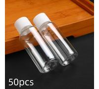 TEMU 50pcs Botellas de viaje de plástico - Contenedores cosméticos transparentes a prueba de fugas con tapas blancas para artículos de tocador, champú, , cremas