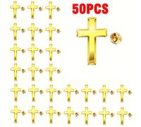 TEMU 50pcs Broches de Cruz Cristiana en Aleación de Dorado - Alfileres Intrincados con Esmalte para Chaplain, y Fúnebres - Accesorios Religiosos al por Mayor