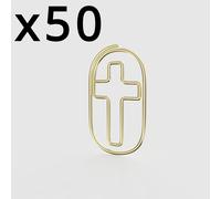 TEMU 50pcs Clips de Papel Elegantes de Cruz Dorada - Acero Inoxidable Electrochapado Duradero, Diseño Moderno y Elegante para la Organización de y el Hogar, Suministros de Oficina Bonitos